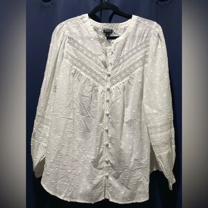 Torrid NWT Cotton Clip Dot Lace Trim Top size 1X 14-16